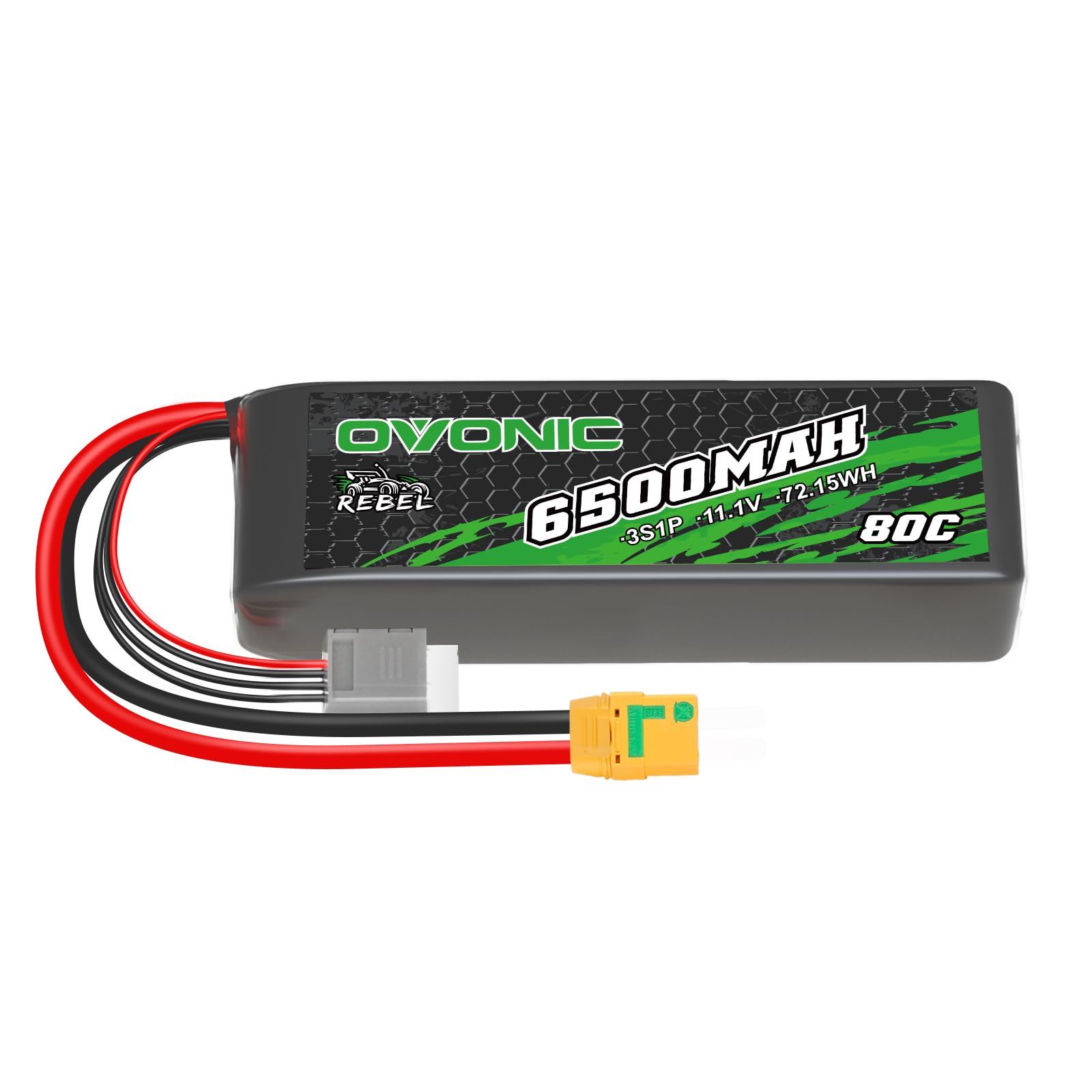 OVONIC Batterie Lipo 3s 6500mAh 80C 11.1V avec connecteur XT90 pour Voiture RC Bateau Camion Buggy équipe Associée Bricolage Passe-Temps