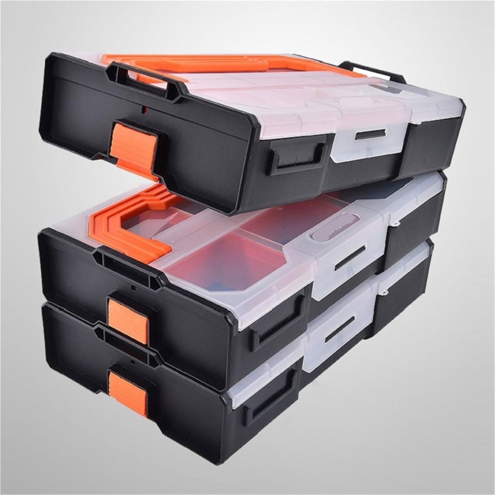 Organizador De Tornillos Caja de herramientas con compartimentos for guardar piezas, rejillas múltiples for colocar tornillos, caja pequeña plástico, estuche combinado(3PCS)