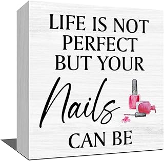 Inspirational Nail Salon Decor Wooden Box Sign, Nail Room Decor for Home Desk Tabletop Shelf Counter Beauty Shop Barbershop Hair Sign Keepsake 5 x 5 Inches