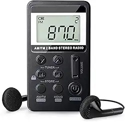 Mini Rádio Digital Am/fm Estéreo Portátil Com Fone De Ouvido (Preto)