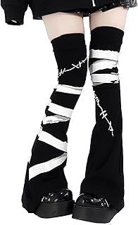 [ZYOOFOV] レッグウォーマー 地雷系 レディース 病み可愛い ルーズソックス サブカル レッグカバー ソックス 足首ウォーマー タイト セクシー ロング丈 ゴシック 漫画風 学生 春 秋 サイズ（65cm）