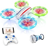 Vista 1 de D23 DEERC Drones para niños principiantes, mini dron LED RC con retención de altitud, modo sin cabeza, cuadricóptero con cámara WiFi HD FPV 720P