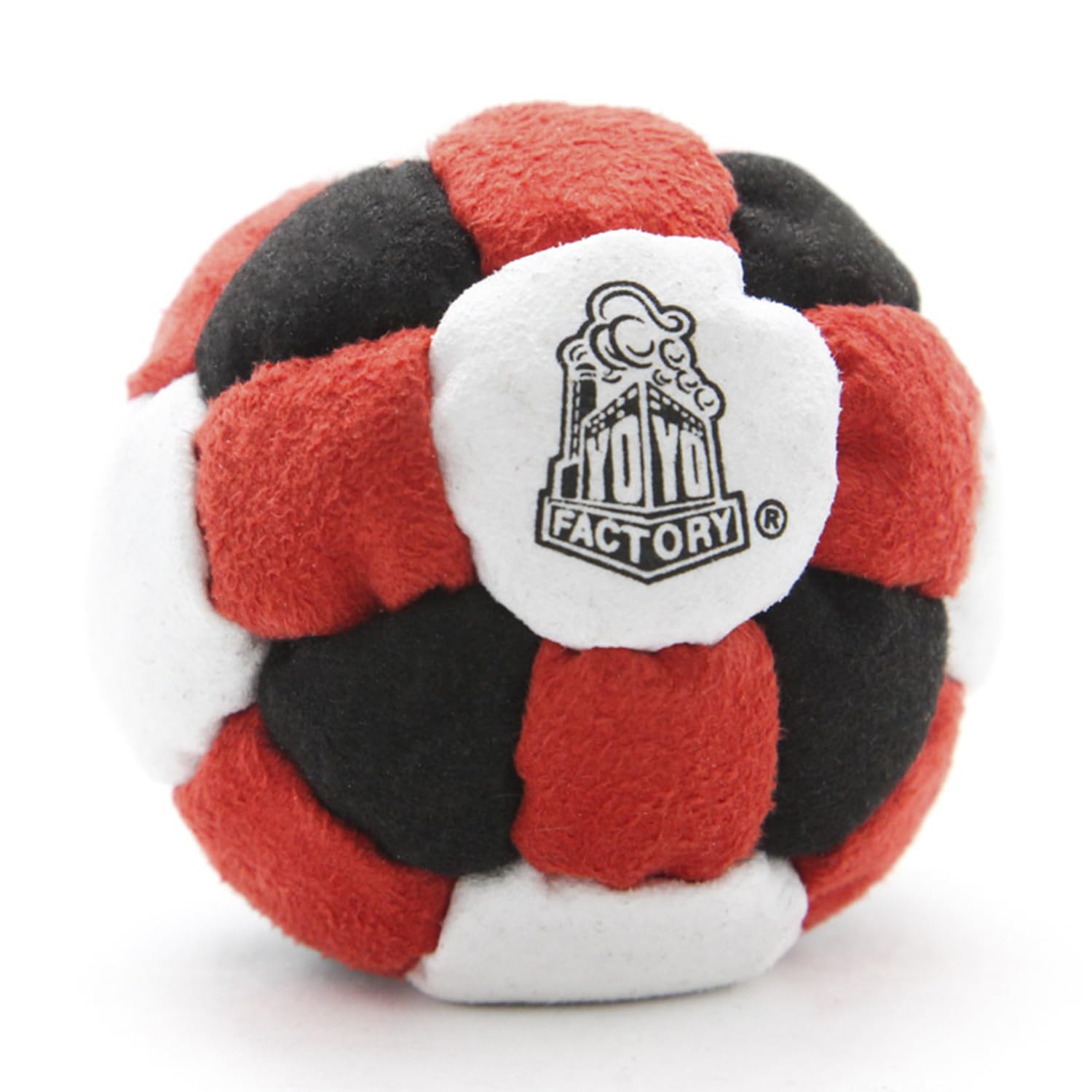 Footbag - 26 Panels, Good For Any Skill Level - RED/BLACK (Freestyle Foot Bag, Best Skilltoy For Kids, Teens, Adults)