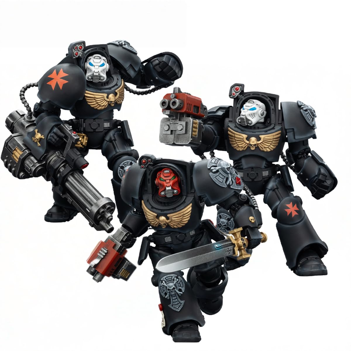 JOYTOY Warhammer 40.000 Black Templars Terminator 3‑teiliges Set Hochdetaillierte Gelenkfigur Actionfigur – Sammlerstück Geburtstage!