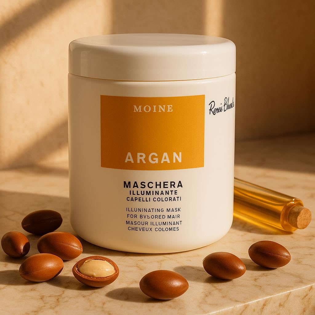 Renée Blanche Moine Professional Hair Mask With Argan Oil, Illuminating Mask for colored hair, 1000 Ml - Italy