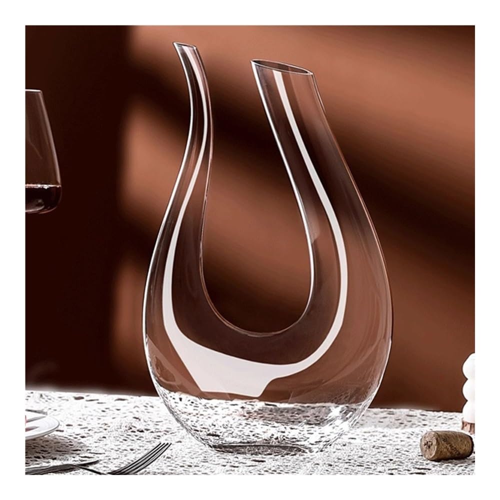 birene Decanter Decanter for Vino in Vetro a Forma di U, caraffa con aeratore Curvo, Articoli da Bar for cene di degustazione a casa