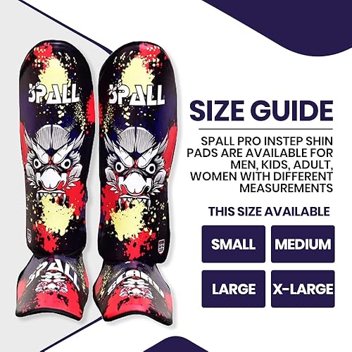 Miniatura 4 de Spall Pro US Muay Thai Guards - Espinilleras para kickboxing artes marciales, BJJ Boxeo Sparring con protector de pies MMA (XS aterrador, azul)