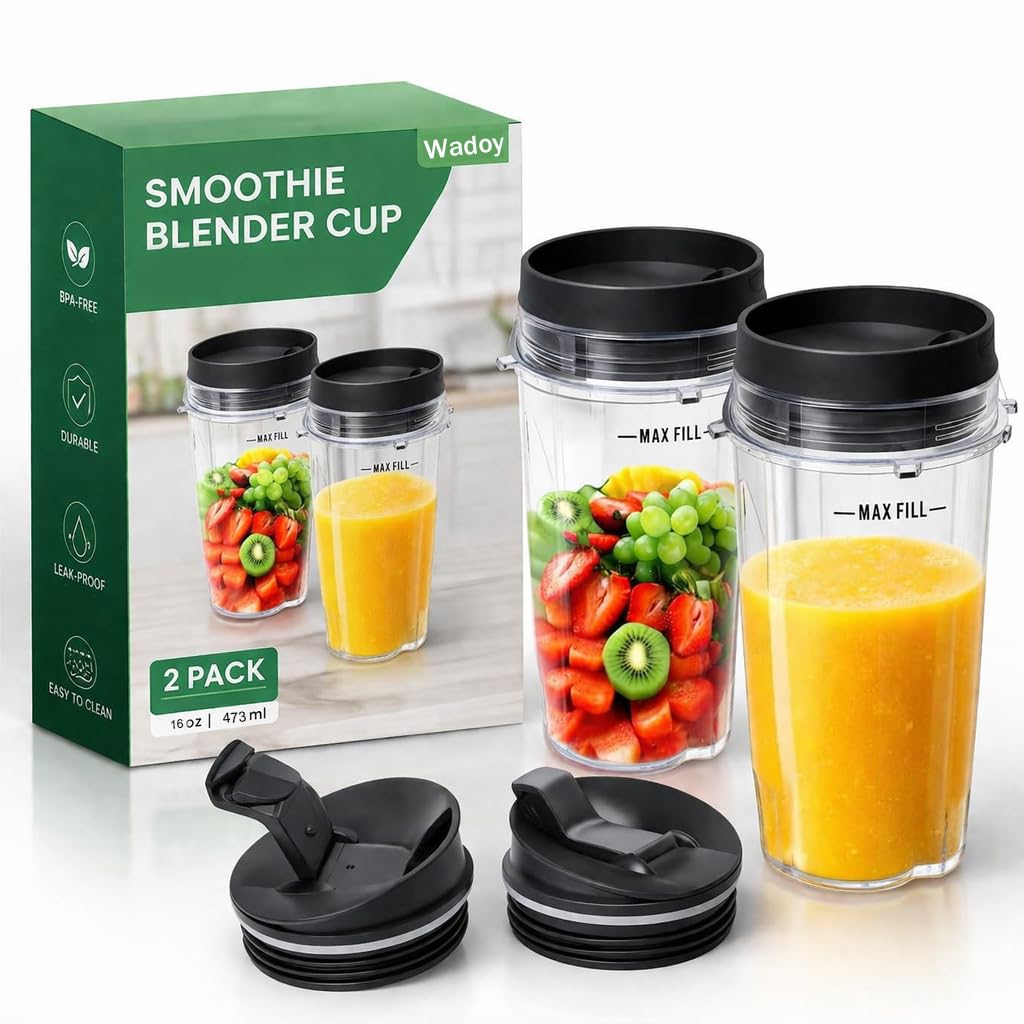 Amazon.com: 16oz Blender Cup Set Compatible with Ninja Replacement