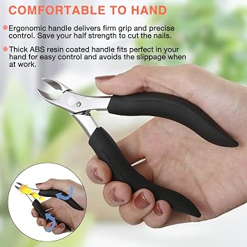 BEZOX Toe Nail Clippers for Thick or Ingrown Nails - Heavy Duty Stainless Steel Soft Grip Toe Nail Cutters - Olecranon Short