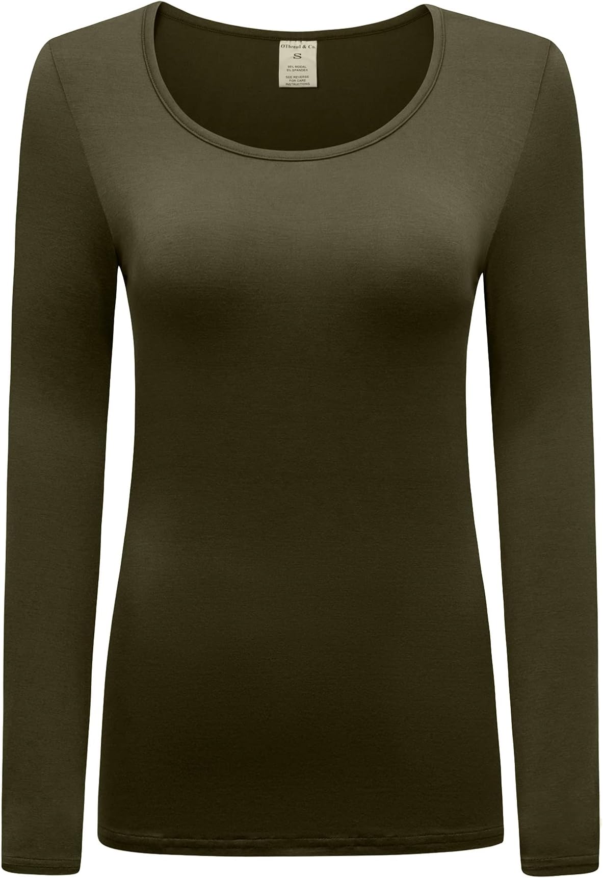 OThread & Co. Women's Long Sleeve T-Shirt Scoop Neck Basic Layer Stretchy Shirts