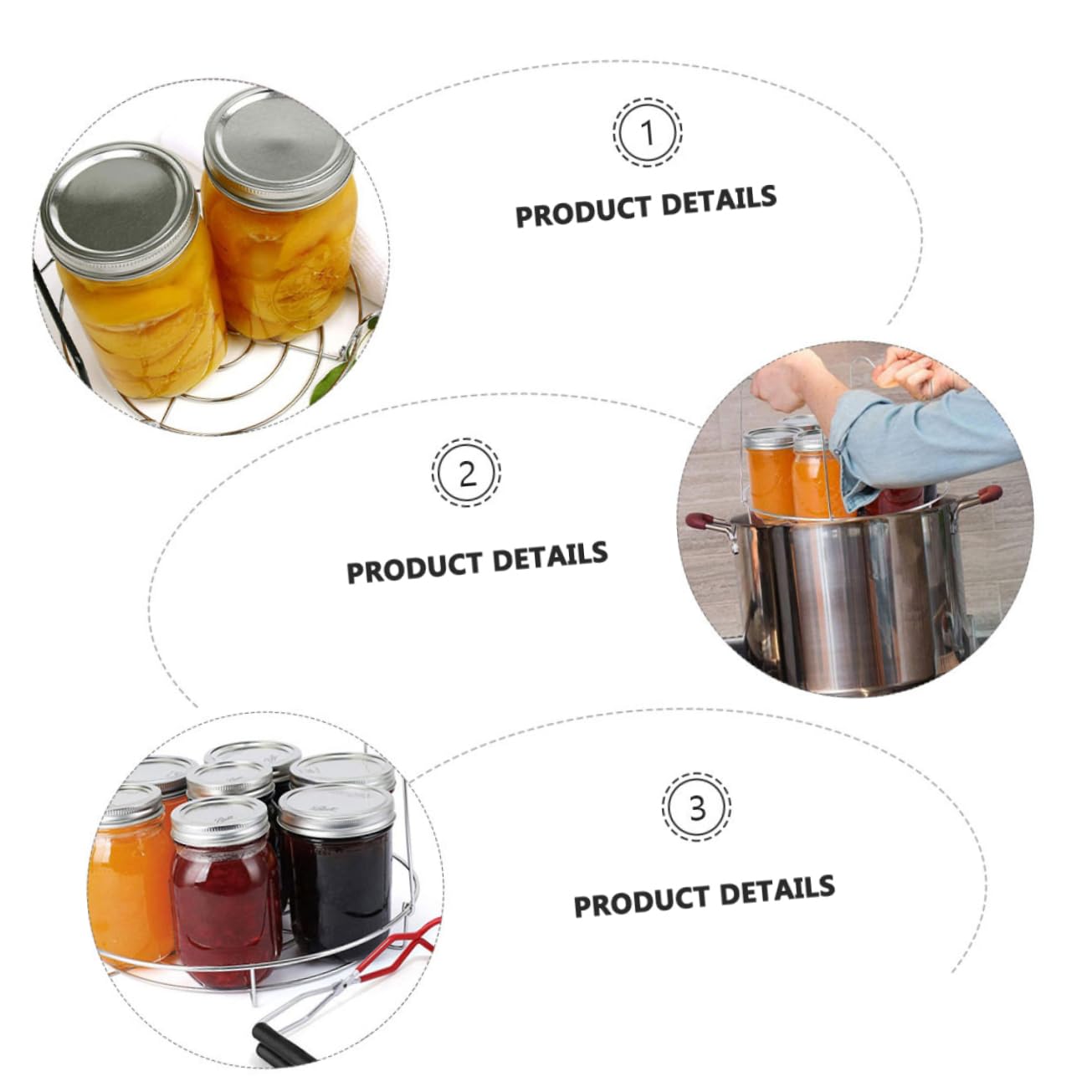 Élévateurs de Conserves Pliables et Réutilisables en Acier Inoxydable 12 Pouces Support Pratique et Cuisson à l'eau Chaude Couleur Aléatoire