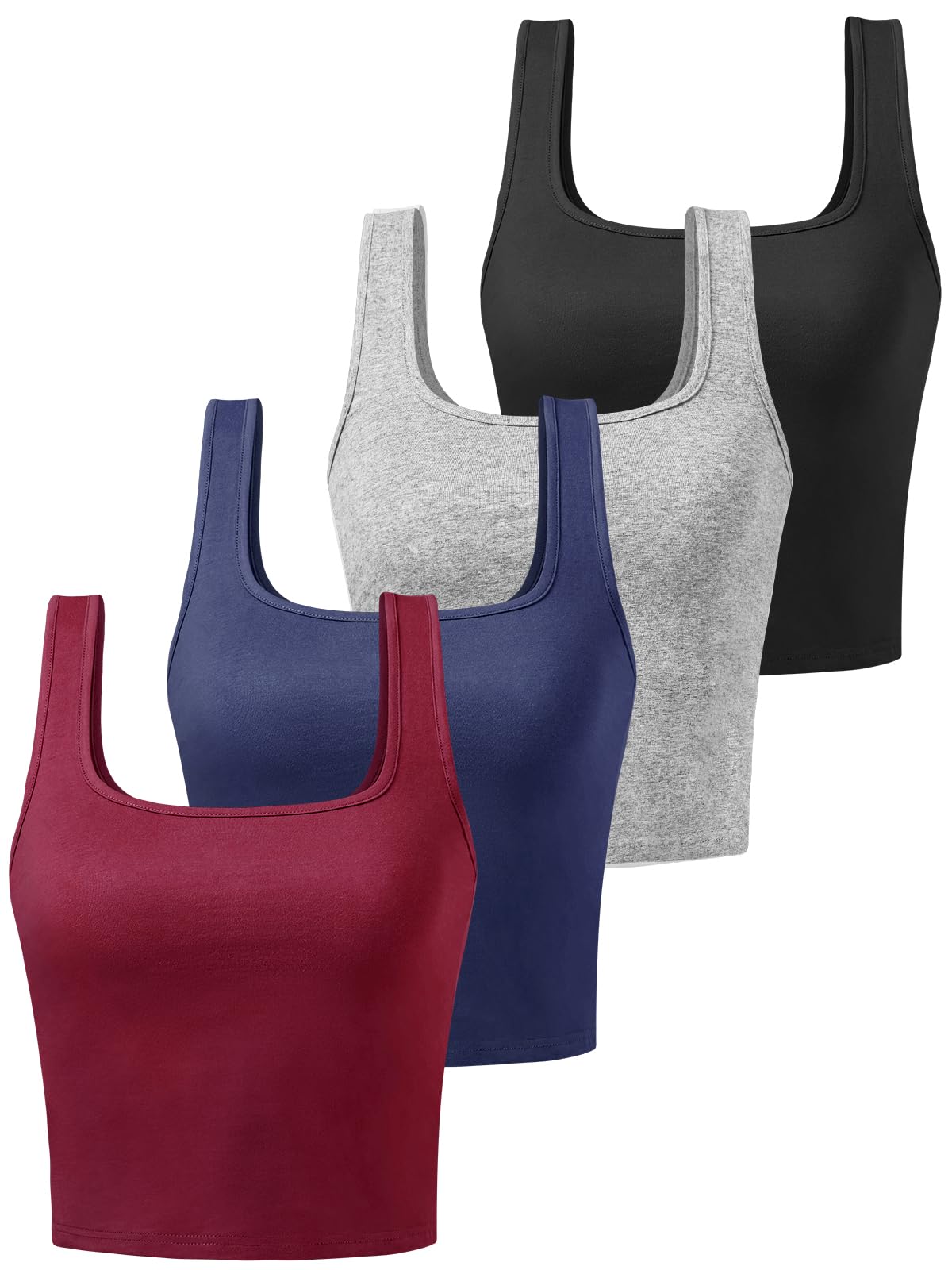 Joviren Cotton Workout Crop Tank Top for Women Racerback Yoga Tank Tops Athletic Sports Shirts Exercise Undershirts 4 Pack