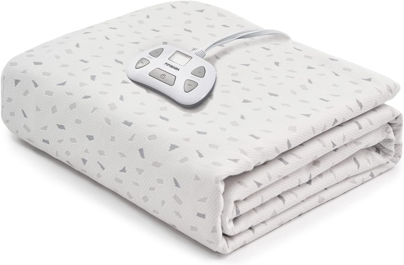 PiPiMAMA Heated Mattress Pad Twin Size 38x75 inch,Quilted Electric