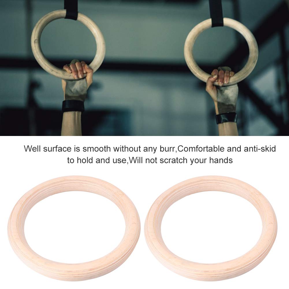 1 par de anillos de gimnasia de madera, anillos de entrenamiento con correas de poliéster, para acondicionamiento corporal total en casa o en el gimnasio