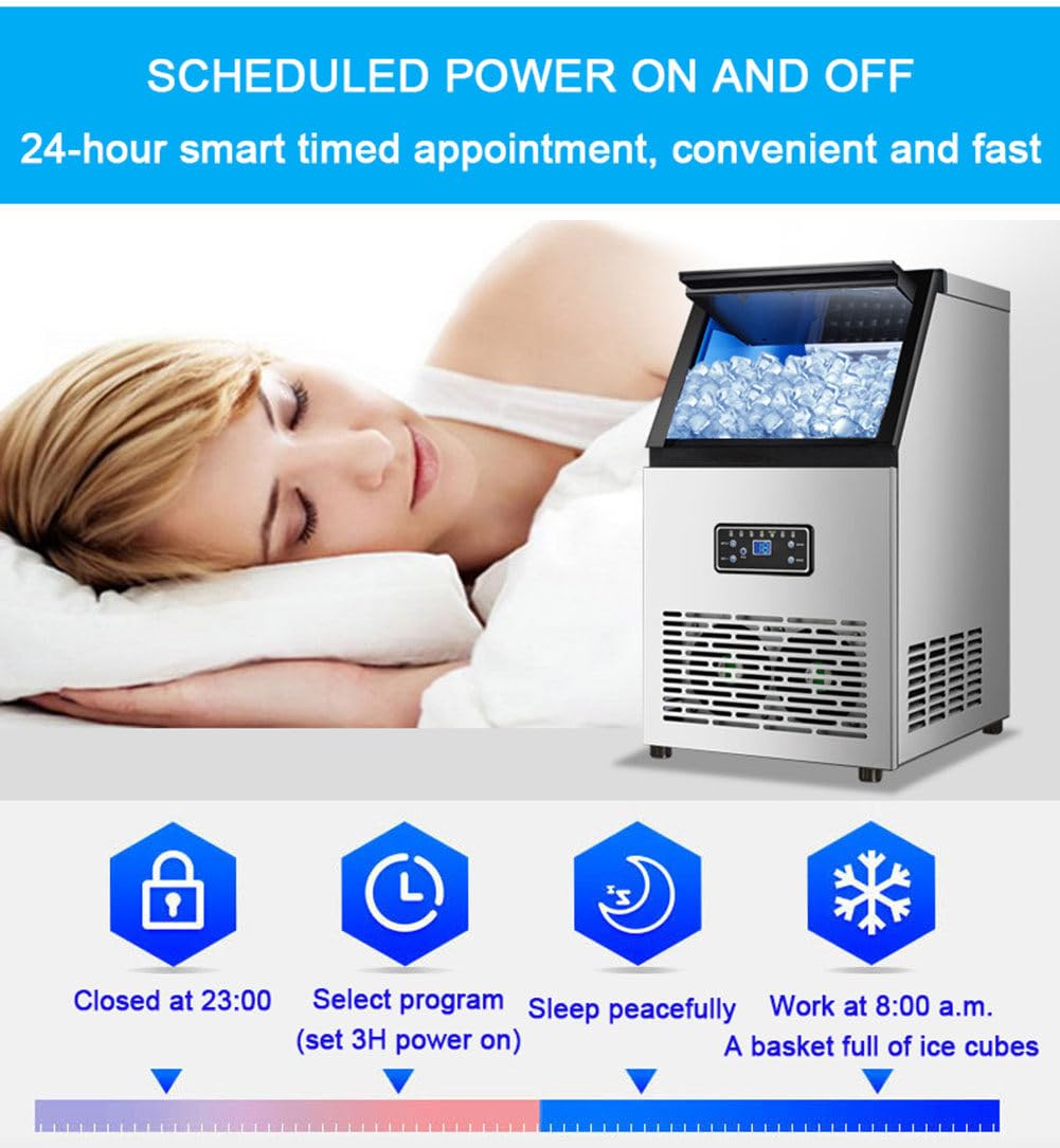 Maquina de Hielo Profesional,Producción Diaria 60kg,Capacidad de Almacenamiento 11.5kg,Autolimpiante máquina de Hacer Hielo para casa con Filtro Incluido y Pala para Hielo
