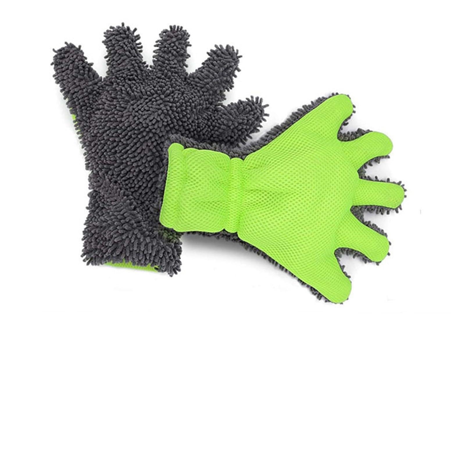 DYYEUAVT Hot Car Wash Gloves Double Sided Microfiber Five Finger Cleaning Multifunction Motorcycle Tire Detailing Tool