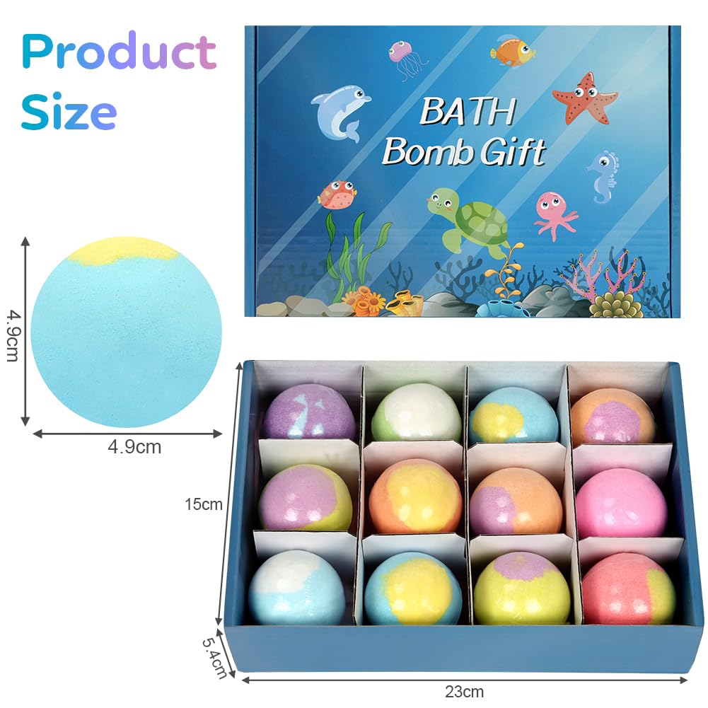 Pack de 12 Bombas de Baño para Niños, Bolas de Baño Conteniendo el Juguete Sorpresa en el Interior, Regalos de Cumpleaños, Navidad y Pascua Regalo para Niños y Niñas