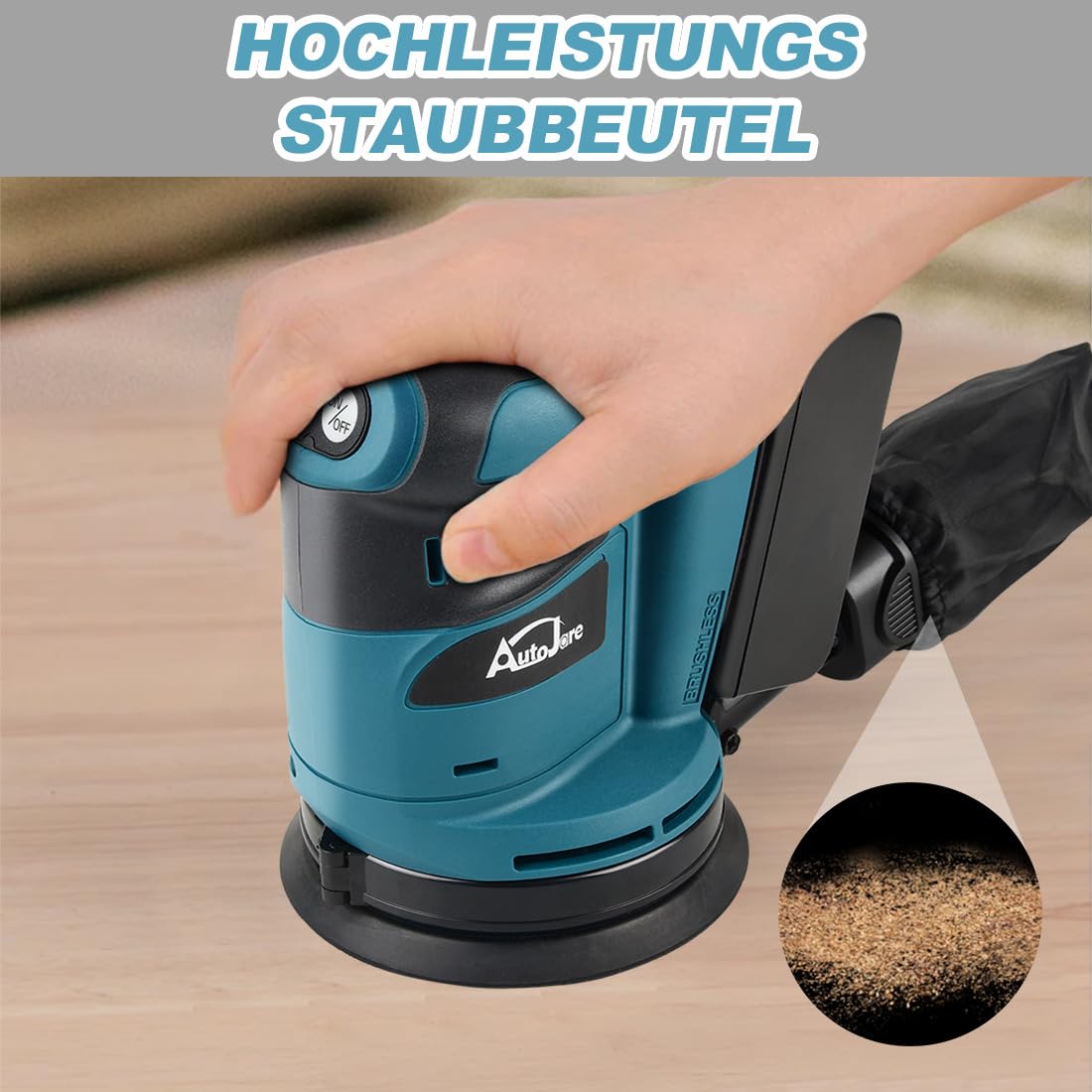 Bürstenloser Exzenterschleifer Kompatibel mit Makita 18V Batterie 6 Leistungsstufe Exenterschleifmaschine 125MM Schwingschleifer zum Schleifen, Polieren, Oberflächen glätten (ohne Akku)