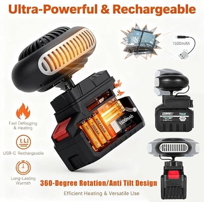 Calefactor Eléctrico Portátil con Batería Recargable y Ajuste 360° miniatura 4