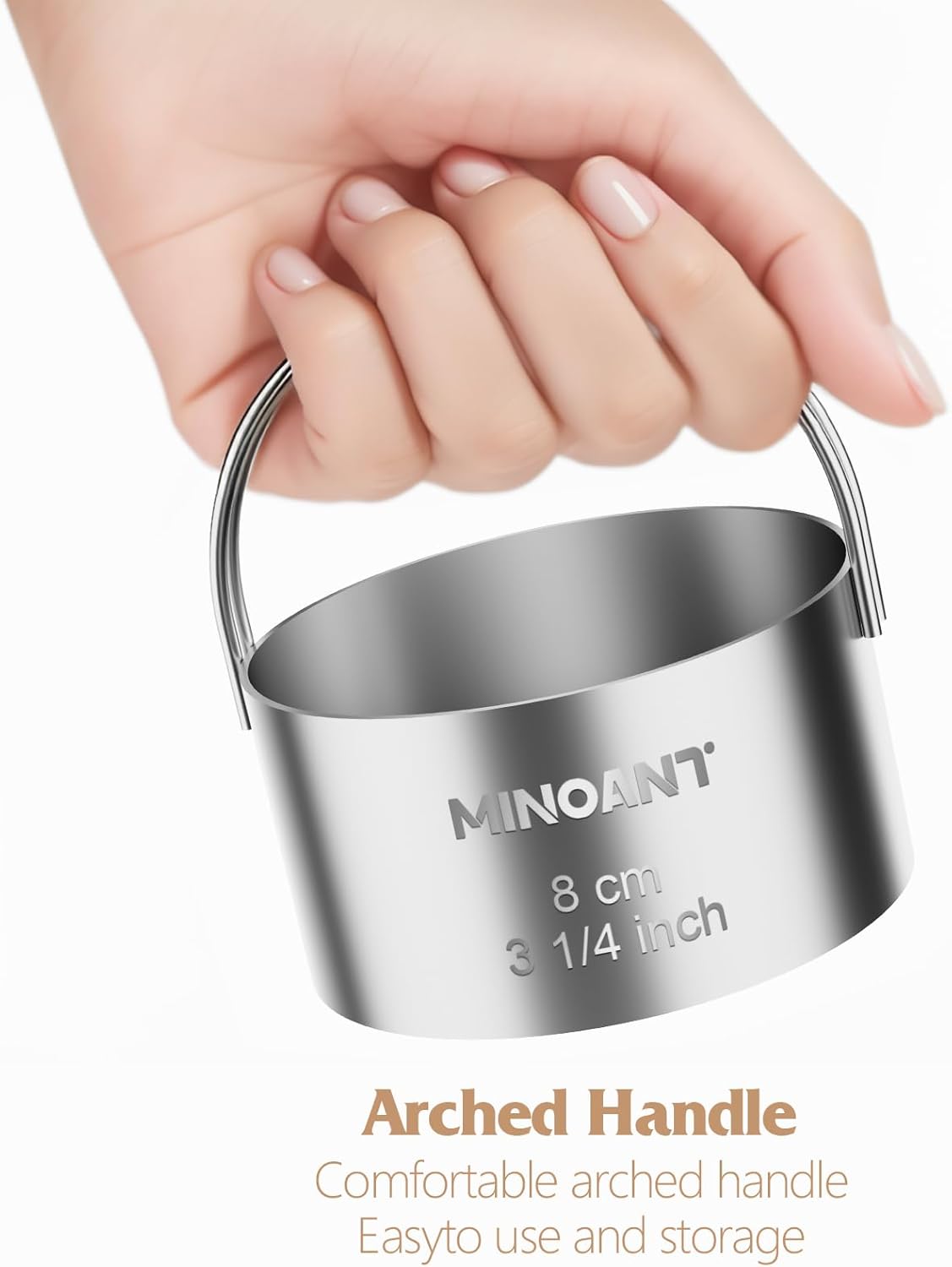 Round Cookie Cutters with Handle - Donut Hole Cookie Biscuit Cutter Set(5 Pieces/Set), Stainless Steel Circle Cutters Donut Cutter Mold Tool with Ring for Baking, Biscuits, Cakes, Sandwiches - Image 2