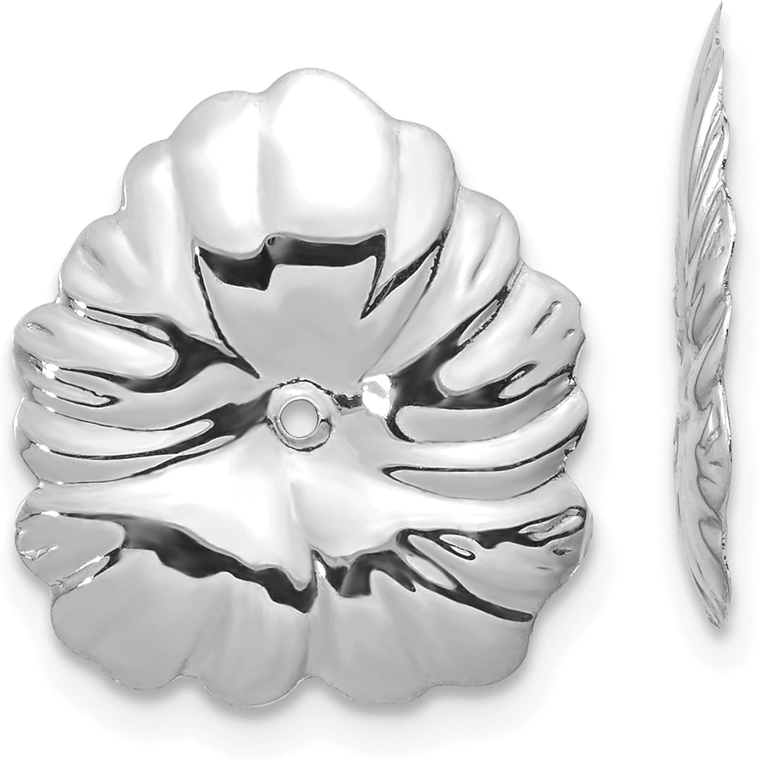 14k White Gold Flower Earring Jackets for Women Stud Enhancers 15mm Solid Gold Floral Design Luxury Gift - Image 11