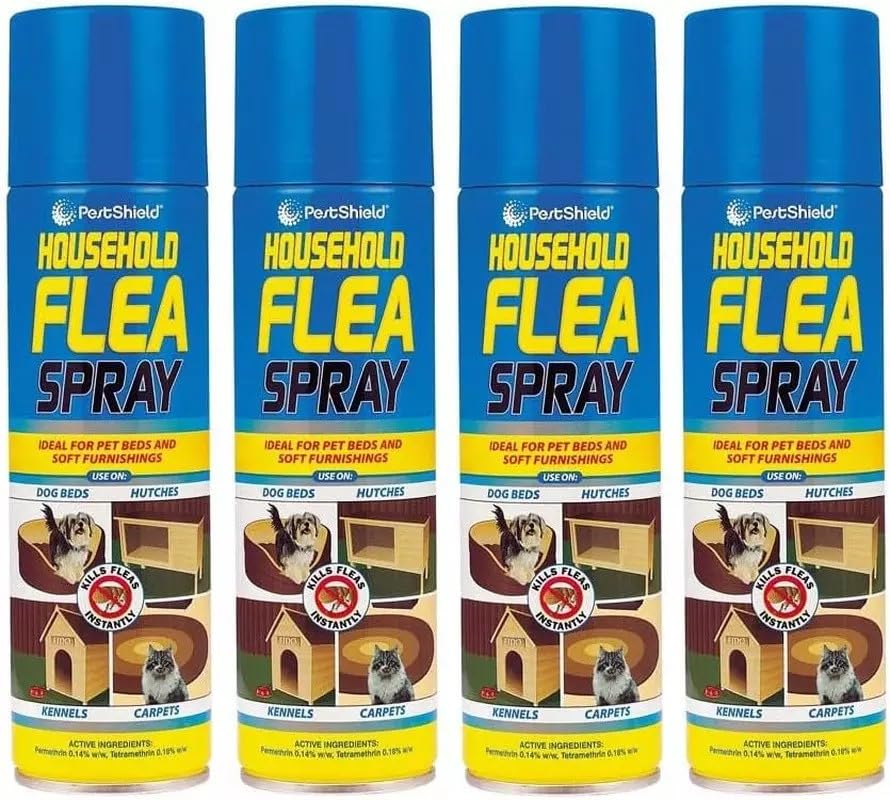4 x Flea Spray For The Home | Kills Fleas Instantly | Household Flea Treatment For House Cat Dog Pet Beds Carpet (Pack of 4)