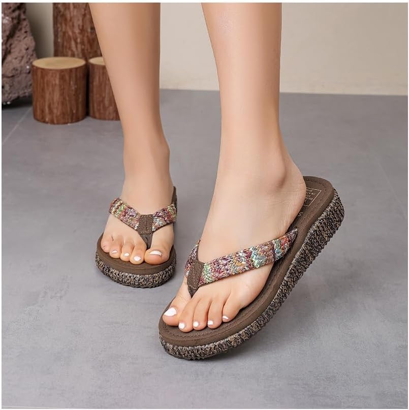 Womens Platform Wedge flip flops Trendy dressy women Beach sandals Wedge Sandals for Women