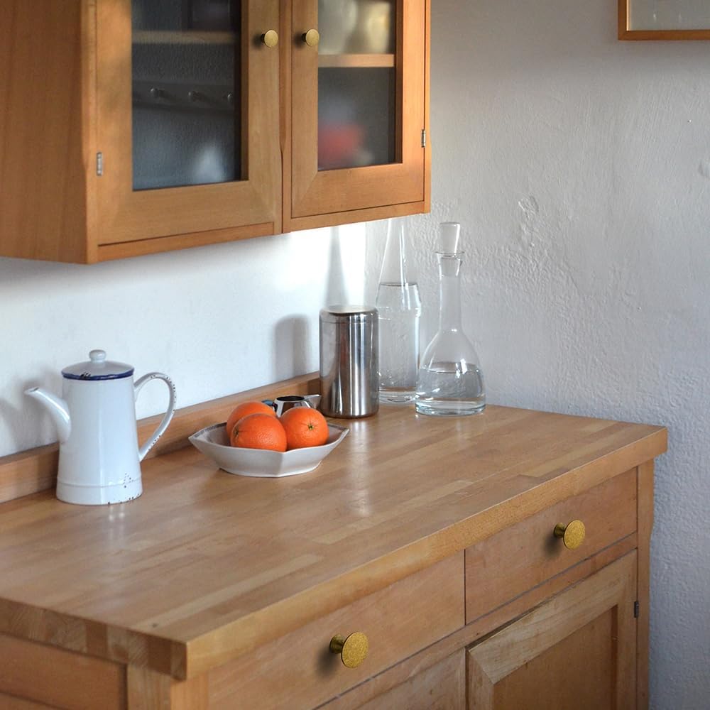 Goo-Ki Vintage Retro Antique Brass Zinc Alloy Cabinet Knob - Single Hole Solid Cabinet Pull Hardware for Bedroom, Kitchen, 6 Pack