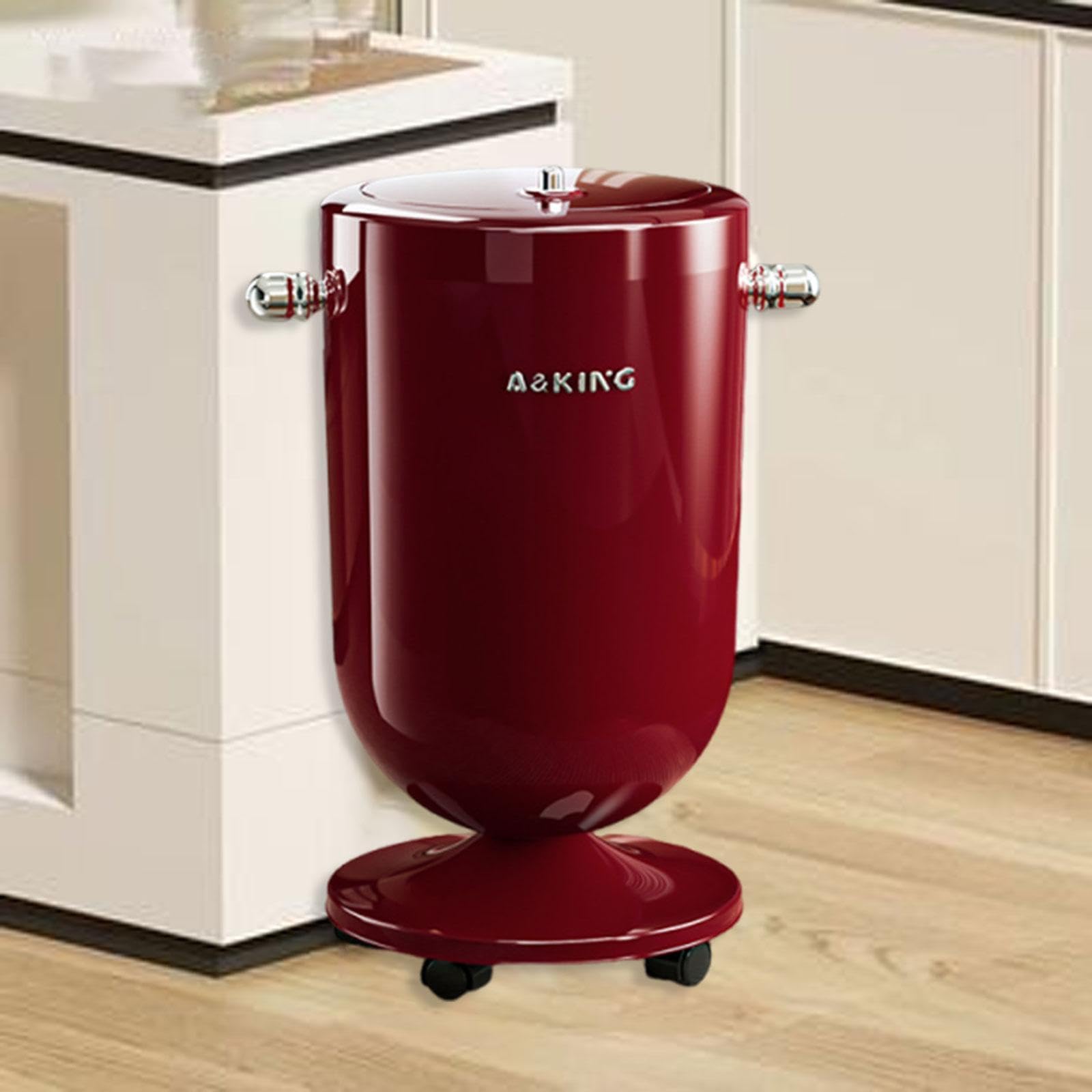 Cubo de Basura con Ruedas, Contenedor de Residuos con Cubo Interior, Resistente E Impermeable, Ideal para El Hogar, Sala de Estar, Dormitorio Y Oficin, Rojo, Individual