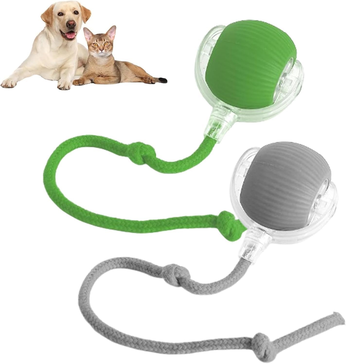 Interactive Rolling Dog Ball - Self Rolling Pets Ball - Interactive Self Moving Cat Toys Smart Automatic Rolling Electric Balls for Kitten/Puppy (Green+Gray)