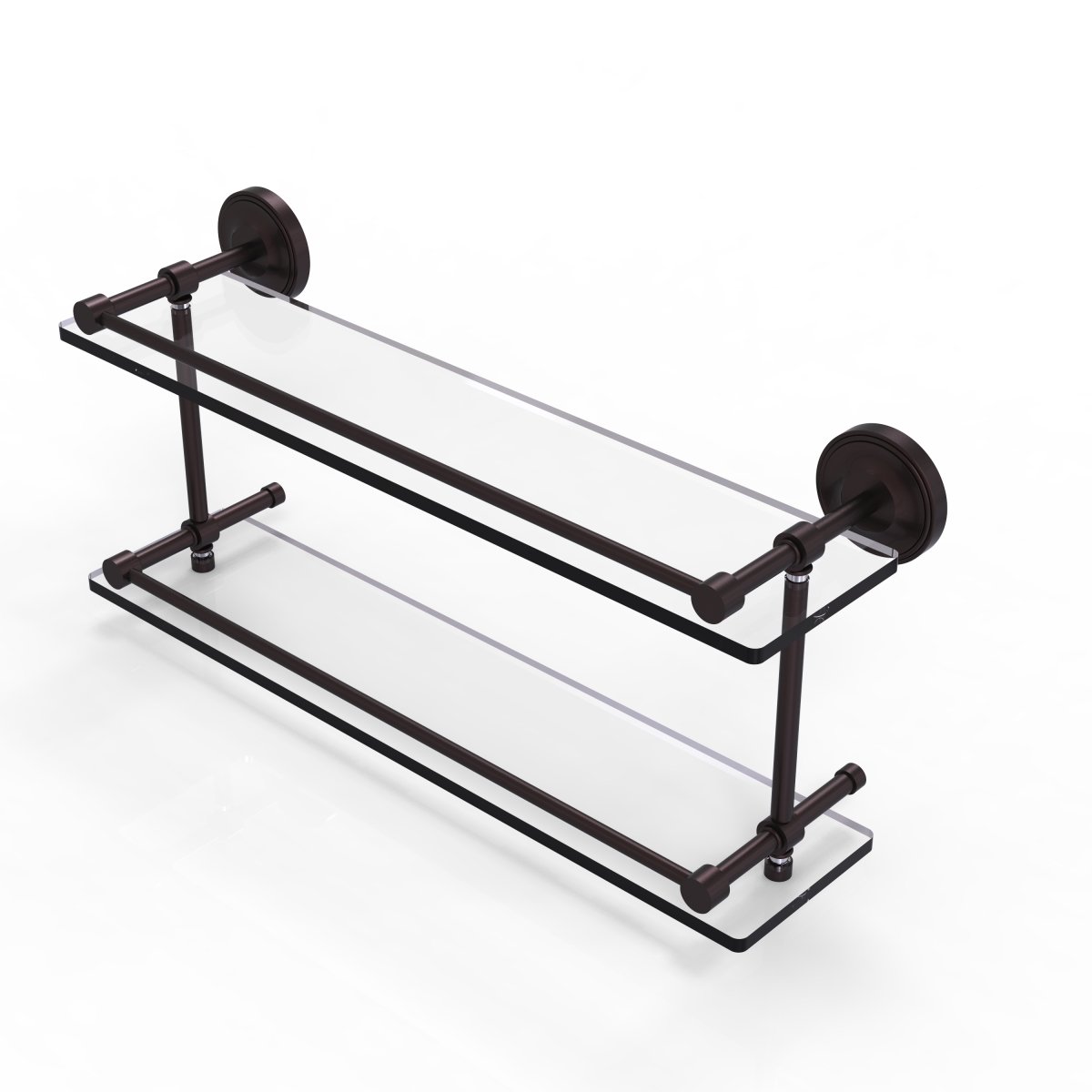 PRBP-2/22-GAL-ABZ Prestige Regal 22 Inch Double Gallery Rail Glass Shelf, Antique Bronze