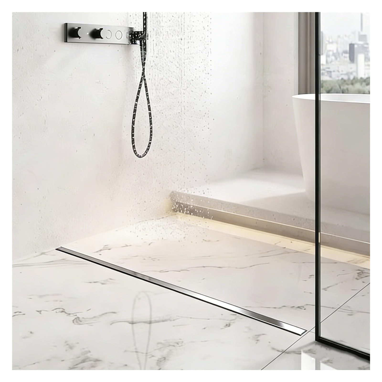 Siphon évacuation latérale extra étroite anti odeur pour balcon et cuisine