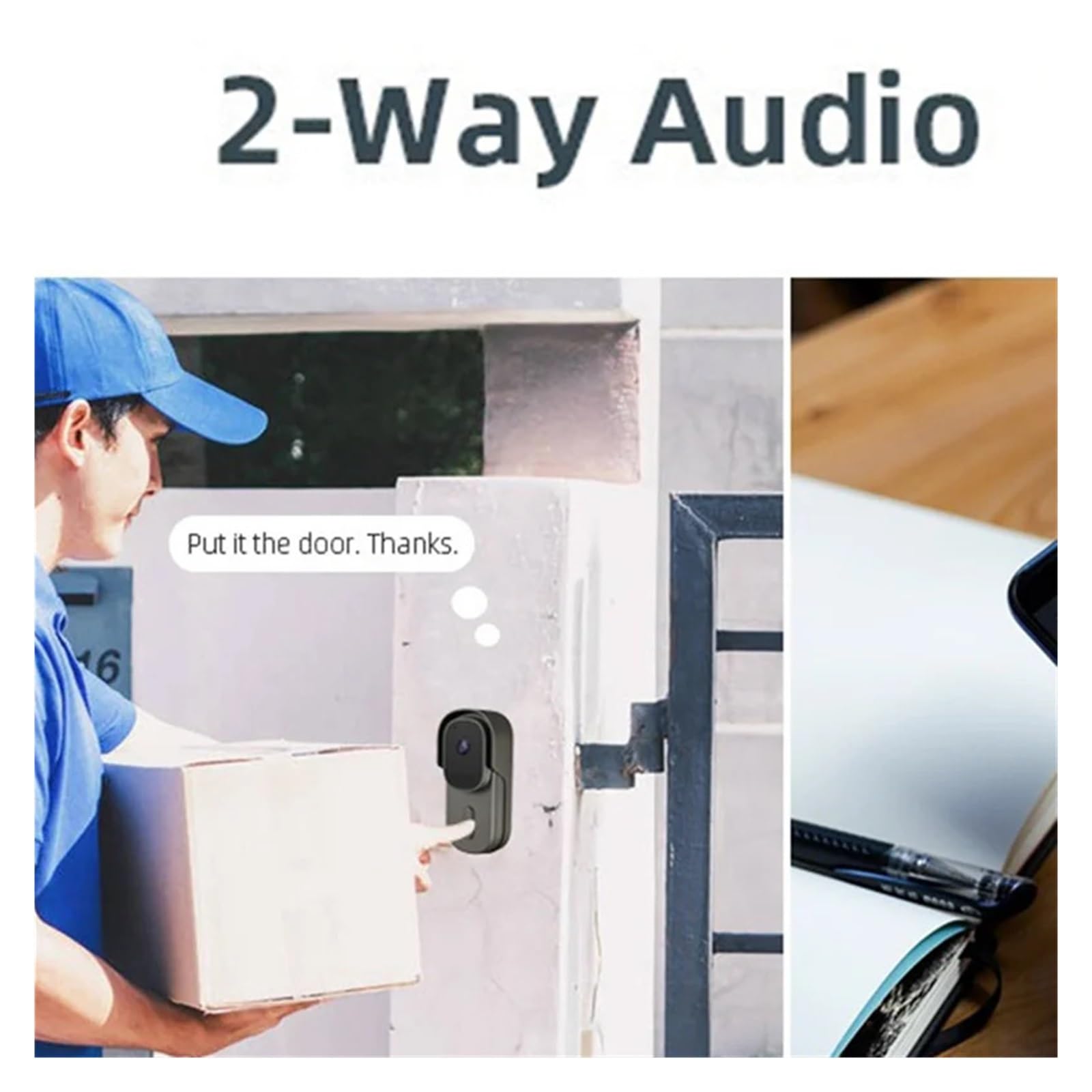 Sonnette vidéo, Interphone vidéo Wi-FI Tuya A25P à Large Vue, Sonnette étanche