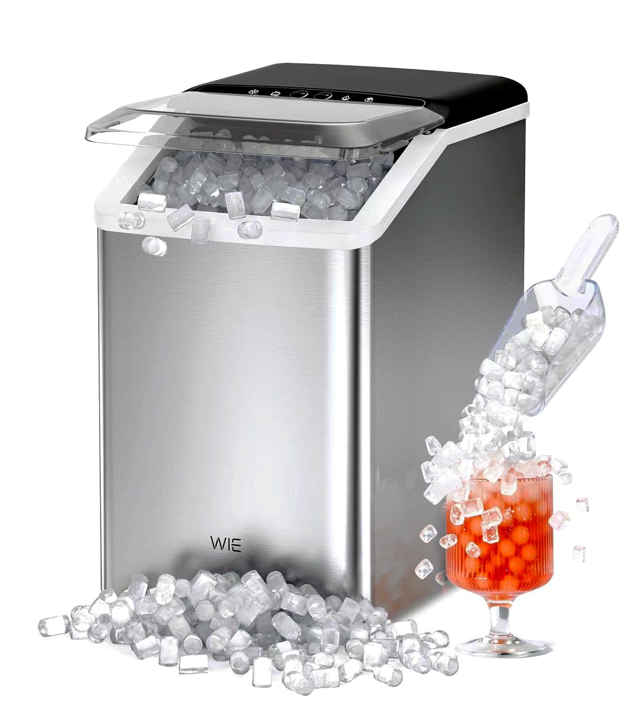 Product image of Nugget Ice Maker Countertop for Home Kitchen 40LBS/24H,Sonic Pebble Counter Top Ice Machine,Soft Chewable Pellet Ice Makers with Advanced Anti-Scale Self Cleaning for Office/Bar/Party/RV,Stainless