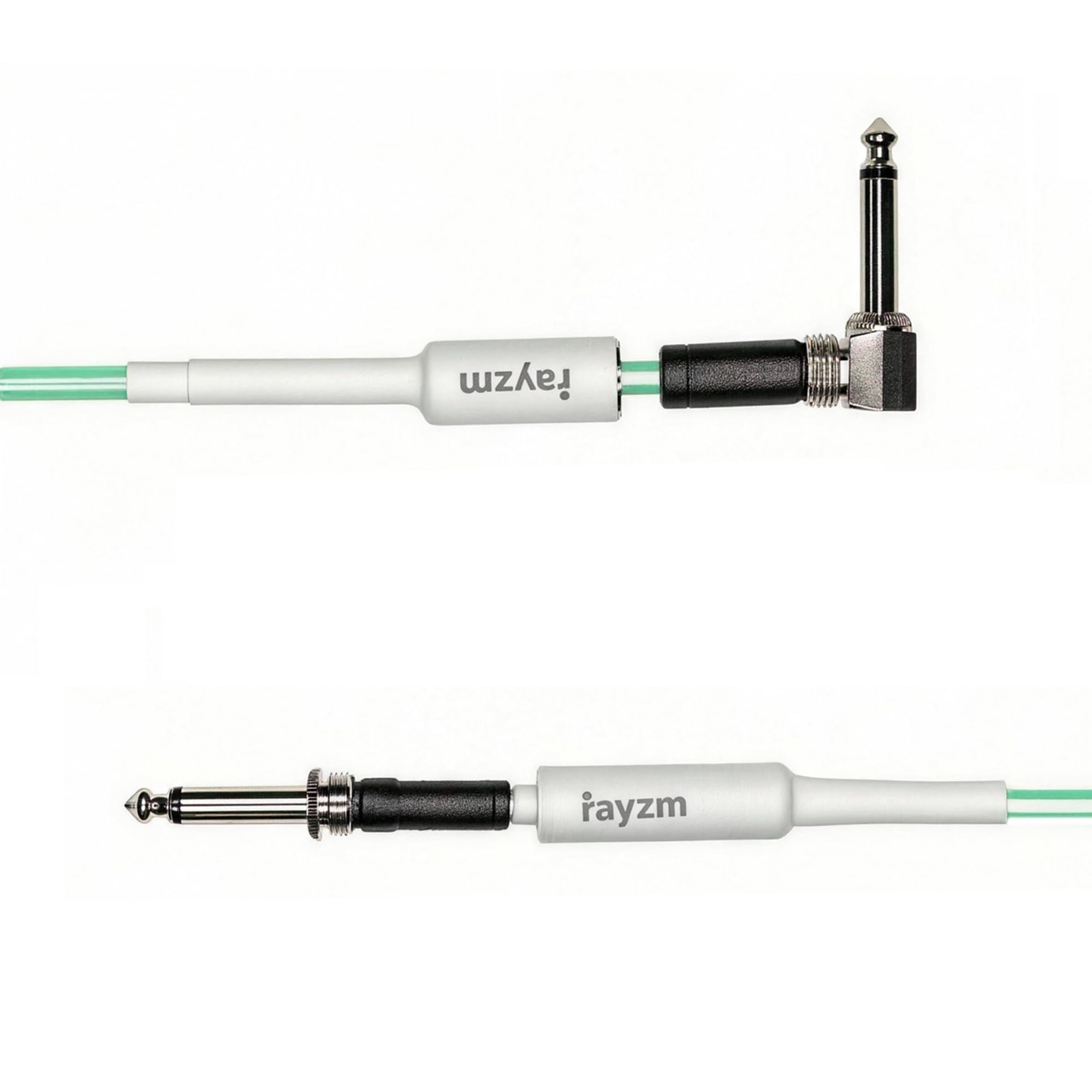 Rayzm Cavo Jack a Spirale per Strumenti, 2 metri di Cavo per Chitarra/Basso. 6,35 mm da angolo retto a dritto cavo per chitarra