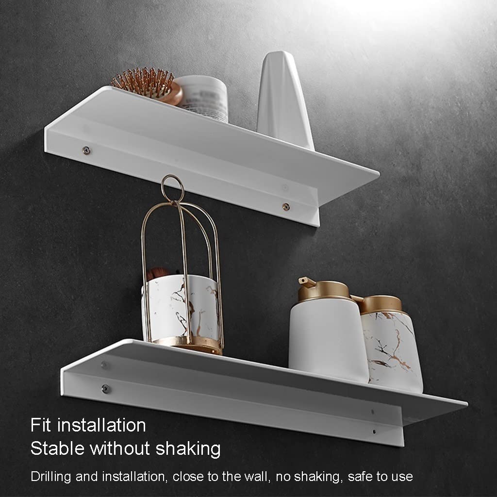 Multifunktionales Badezimmer-Regal, weiß, Dusch-Caddy mit schwebendem Regal, solide, verdickter Raum, Aluminiumregal, Wandmontage, Kosmetik-Aufbewahrungsregal, Küchenregale, Halter, 50 cm Stanzung (60