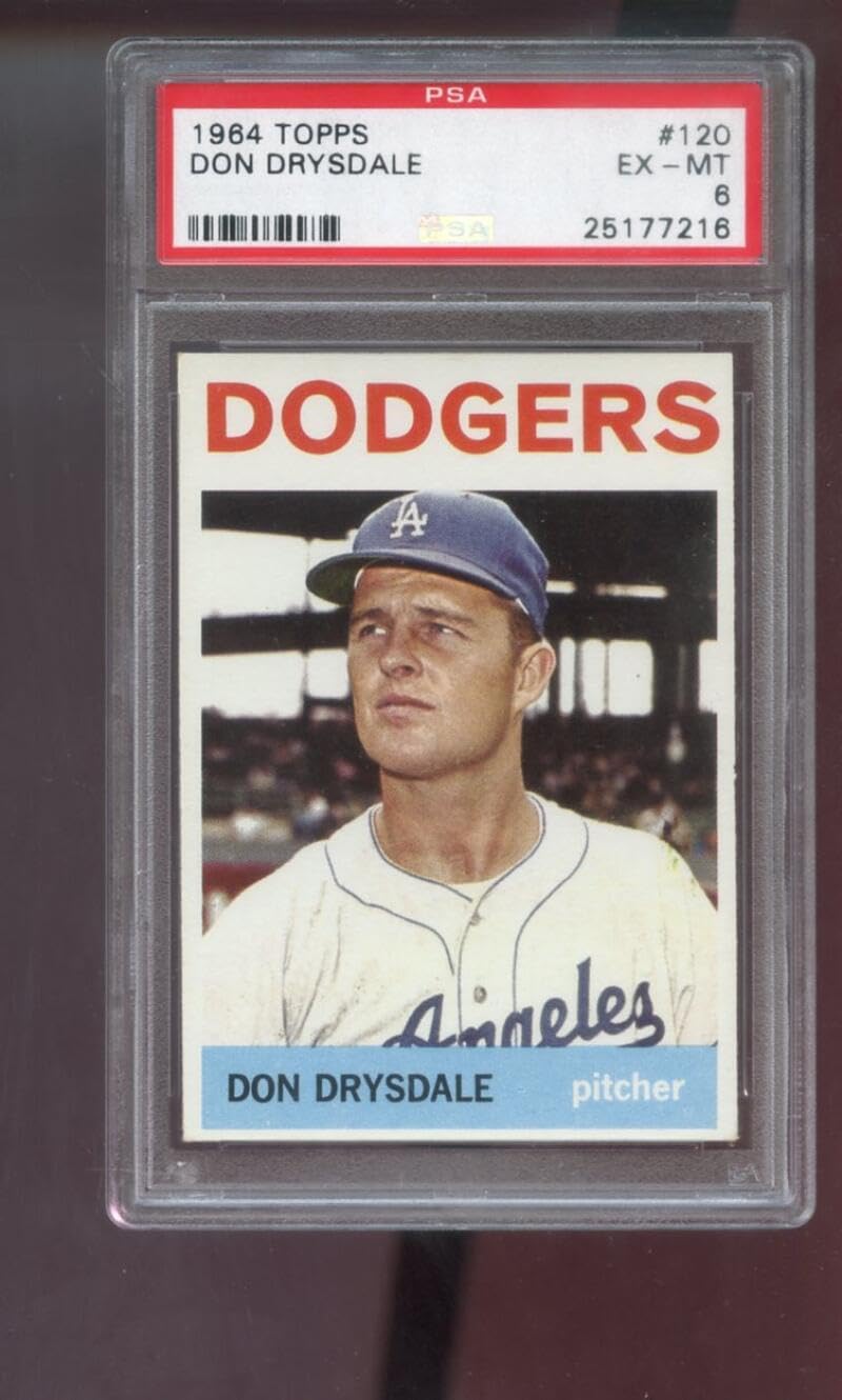1964 Topps #120 Don Drysdale Los Angeles Dodgers MLB PSA 6 Graded Baseball Card