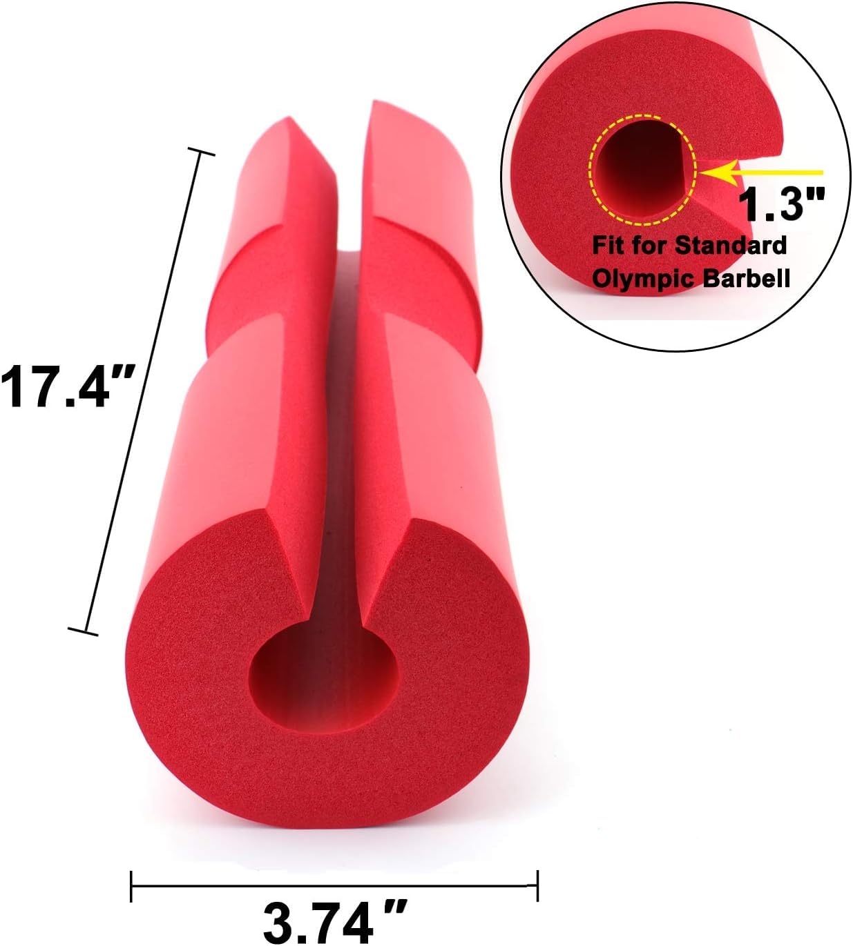 Fitcozi Pad for Squats, Lunges and Hip Thrusts - Weight Lifting Bar Cushion Pad Protector for Neck and Shoulder - Fit Standard and Olympic Bars (Barbell Pad Red) 2