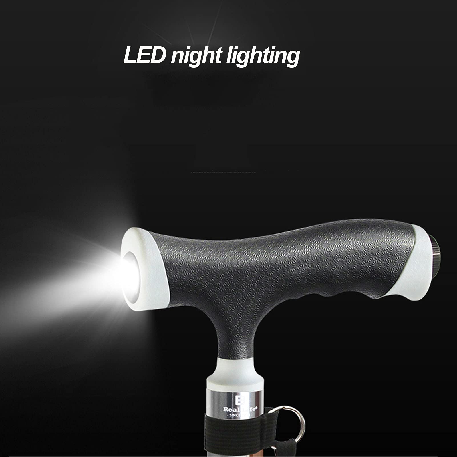 Bastón de Paseo Bastones para Mayores Bastón para caminar para hombres y mujeres, ajustable altura con luz LED, bastones para caminar, mango ergonómico muñequera, para hombres, mujeres, artritis, pers