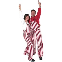 Game Bibs Crimson & White Adult Striped Game Day Overalls for Men and Women - Sporting Event and Tailgating Attire
