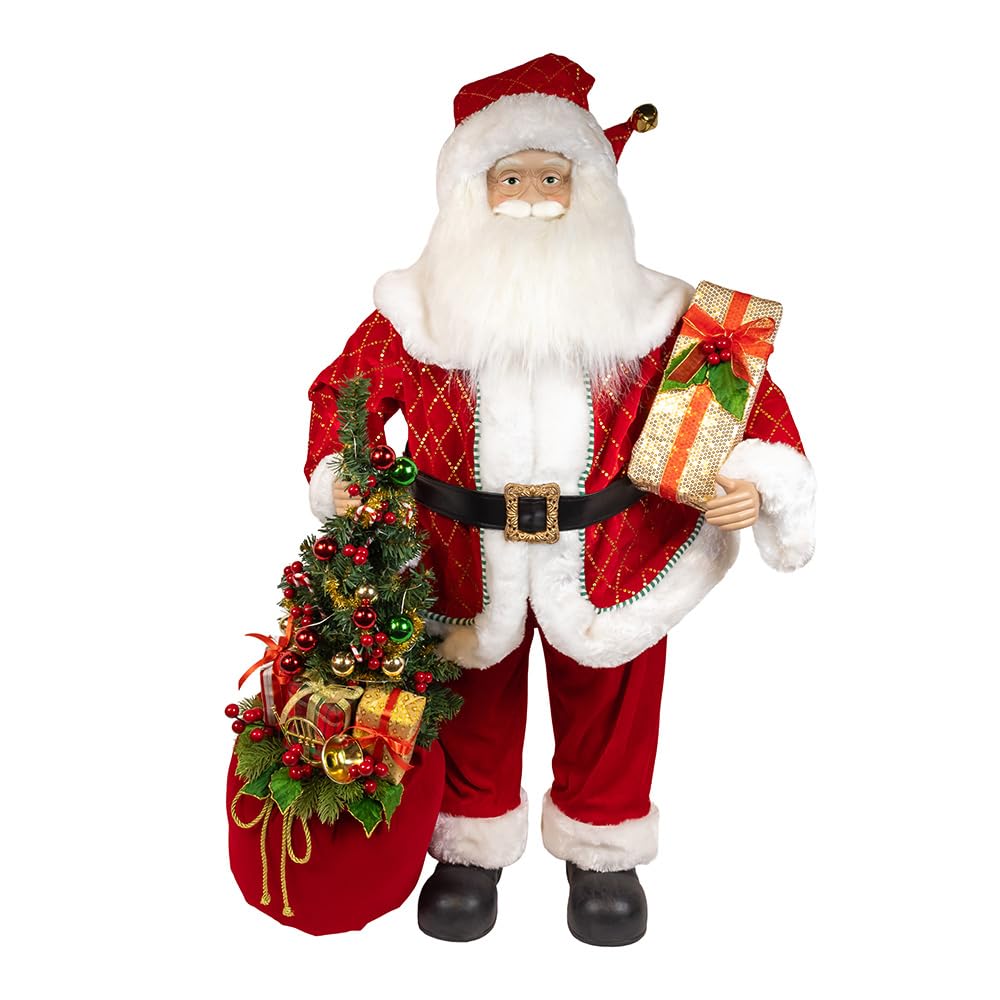 Père Noël à piles KSA Kringles Kurt Adler, grande statuette luxe de 91cm