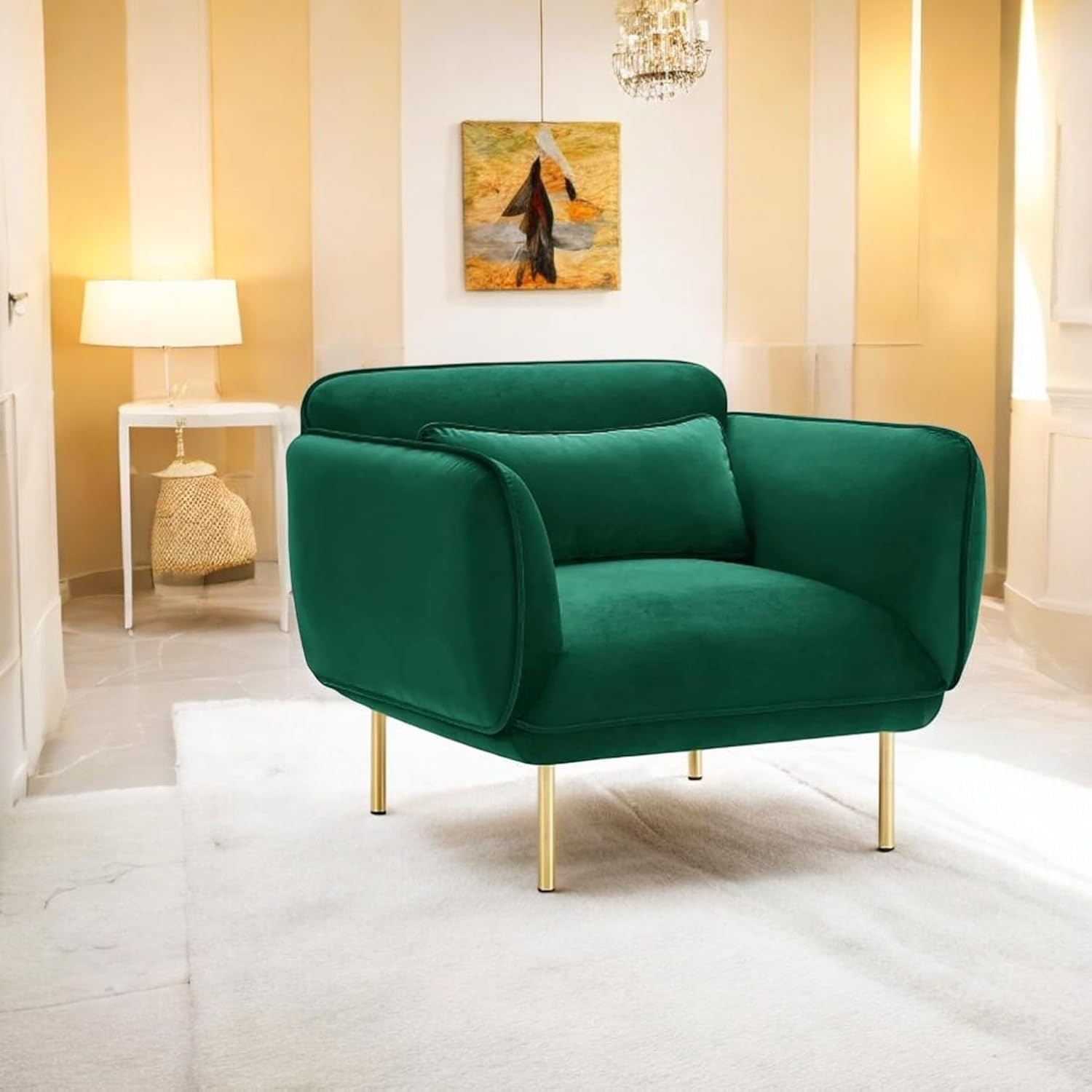 The Hm Handicrafts Velvet Arm Chair for Living Room | Accent Chair with Metal Legs| Lounge for Living Room with Cushion Back in High Density Foam AccentChair for Living Room, Bedroom. (Teal)-image-28