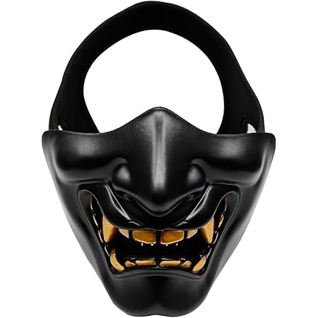 Aoutacc Airsoft Half Face Masks, Evil Demon Monster Kabuki Samurai Hannya Oni Half Face Protective Masks Masquerade Ball, Party, Halloween, Cs War Game