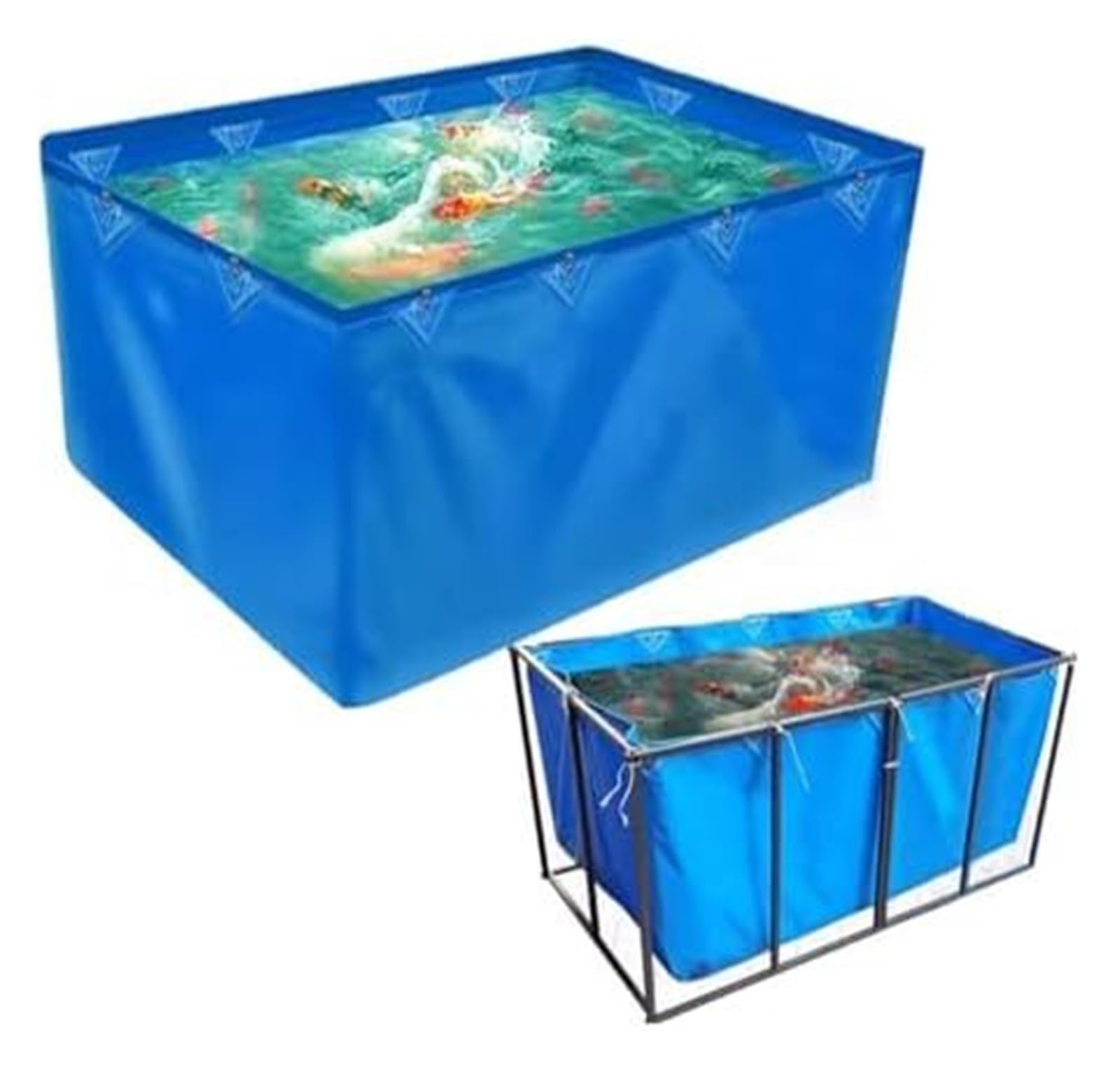 Generisch PVC-Koiteichbecken, Flexibles Becken für Koiteiche, große Faltbare Aquarienfolie mit Ösen, 550 g/m², 2,4 x 1,9 x 0,9 m, ideal für Meerwasser- und Außenfischhaltung