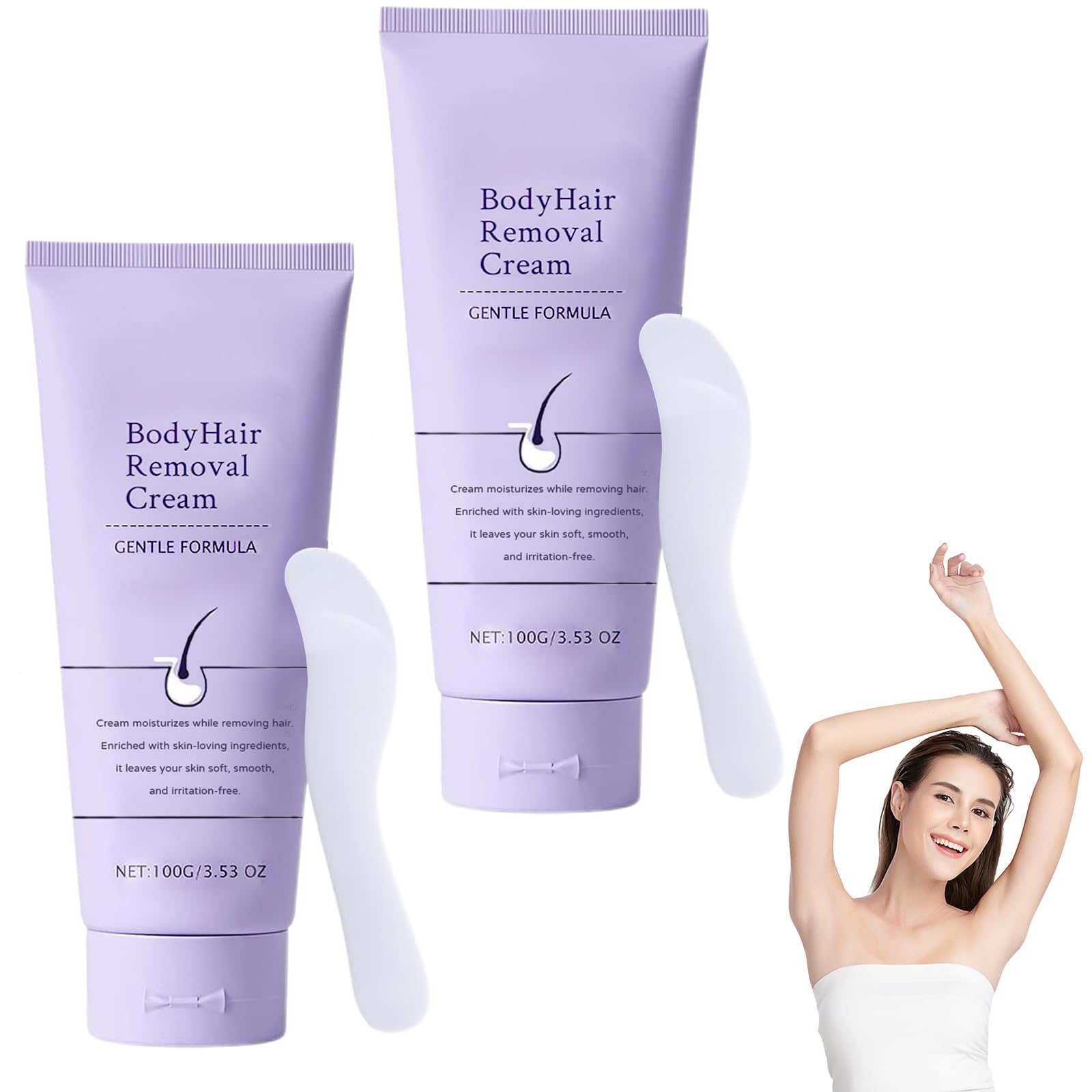 New Body Hair Removal Cream with Spatula Applicator, Advanced Facial hair Removal for Women, Body Hair Removal Cream for Sensitive Skin, With Scraper,
