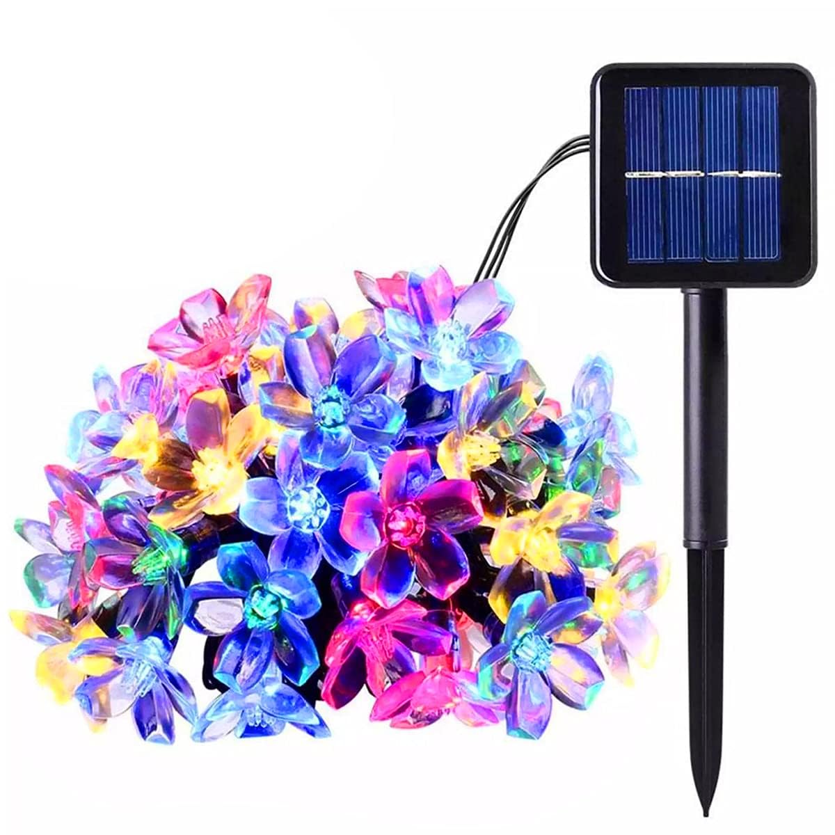 Tuch-much Solar Sakura Plastic Flower String Lights, 19.5Ft 30 Led Blossom Flower String Light Solar Power for Decorations [ Multicolour, Pack of 1]-image-13