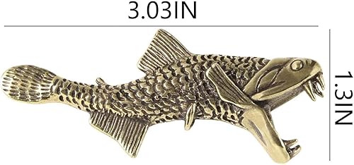 Miniatura 5 de Estatua de Arowana 2 piezas de escultura de metal sólido, mini figura de animales de latón para decoración de escritorio en casa, oficina, jardín