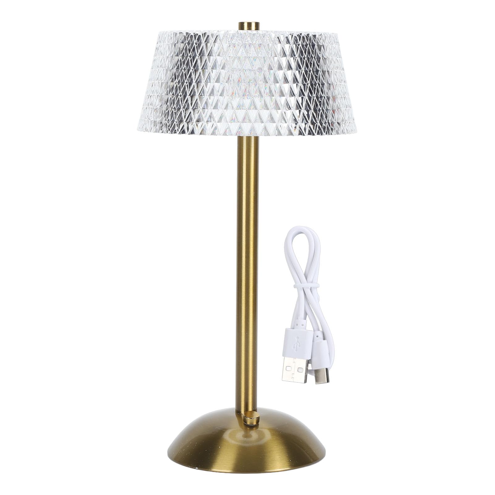 Zerodis Dimmable Crystal Lamp, Three Light Colors Touch Control Cordless Rechargeable USB Type C Bedroom Living Room Bathroom