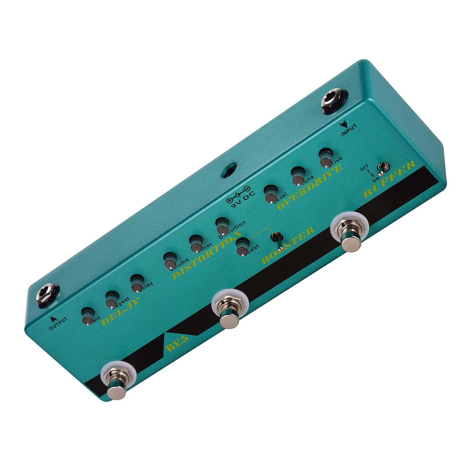 efektów gitarowych 9 V z opóźnionym przesterowaniem zniekształceń, kompaktowy 5 w 1 analogowy Stompbox z True Bypass do gitary basowej, True Bypass, do prób basowych
