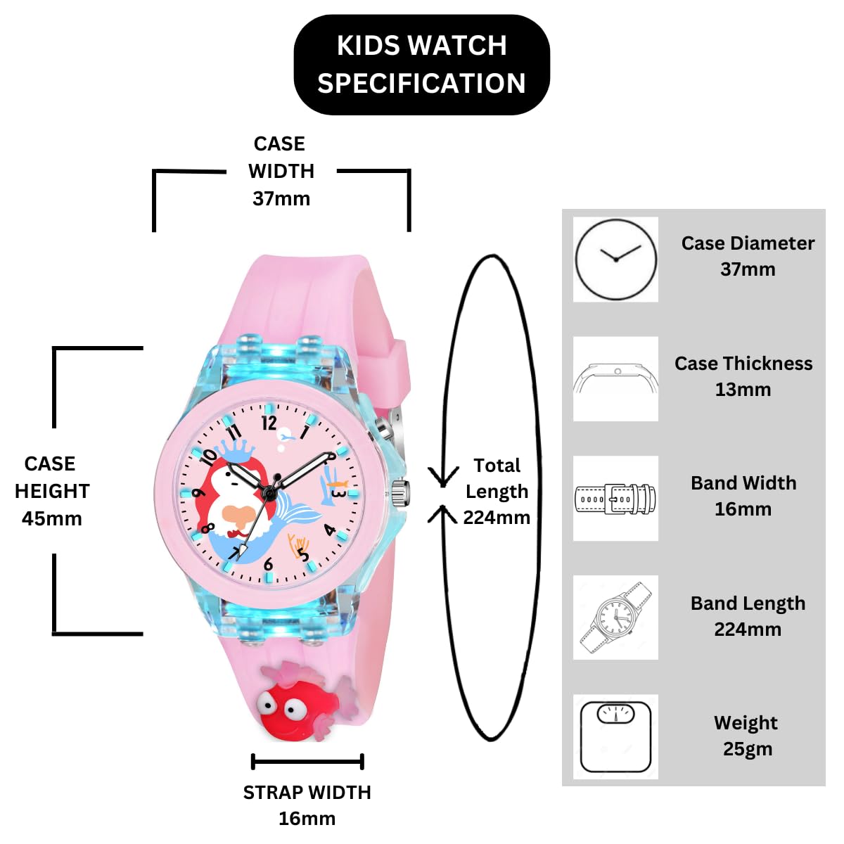 ON TIME OCTUS Kids Analouge Multi-Color Light Cute 3D Cartoon Character Girls Watch (Multicolour Dial & Pink Colored Strap) 2